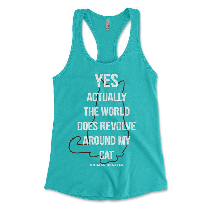 World Does Revolve Around My Cat Womens Tank Top