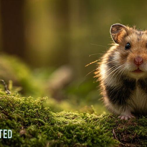 Rare european hamster with black and brown patterned fur