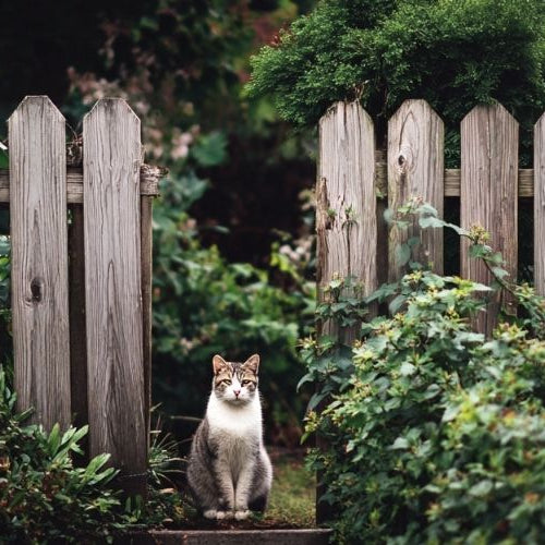 A photo of a cat sitting outside