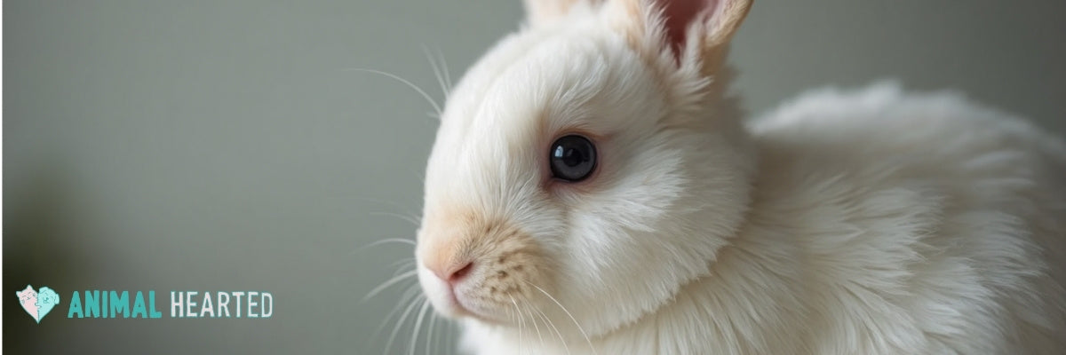 a close up photo of a white rabbit
