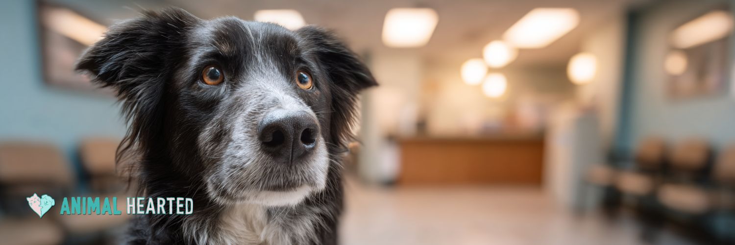 A dog at an emergency vet clinic