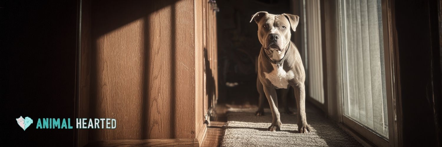 A dog in his home looking at the camera