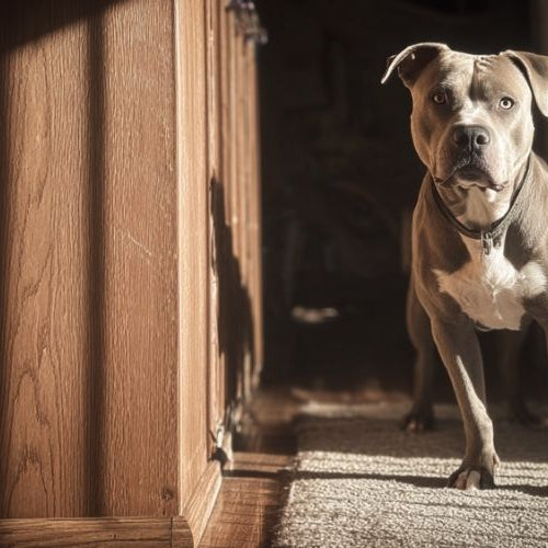 A dog in his home looking at the camera