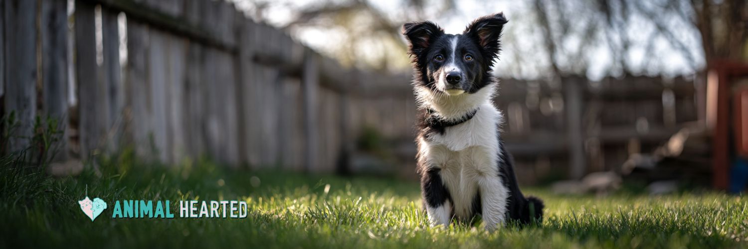 Well-trained Border Collie sitting attentively in backyard