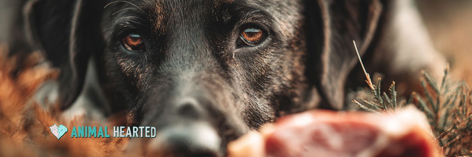 Dog eating raw chicken without knowing the pros and cons of raw diet for dogs