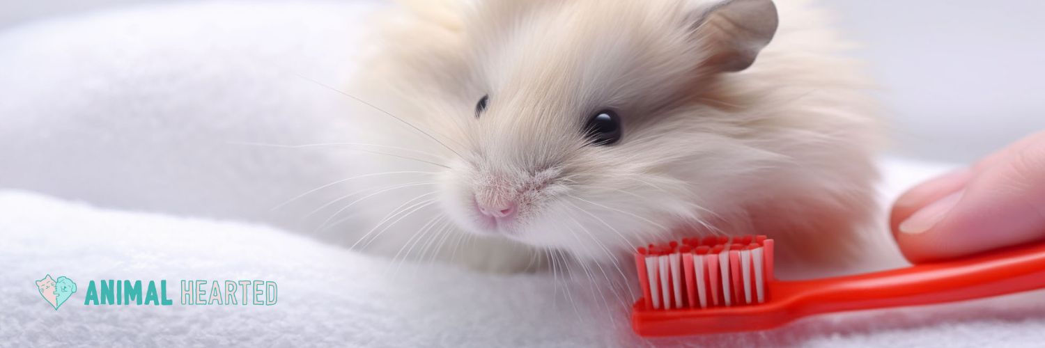 hamster with a fur brush