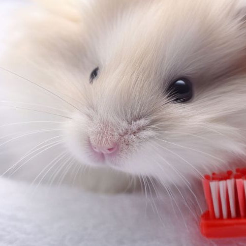 hamster with a fur brush