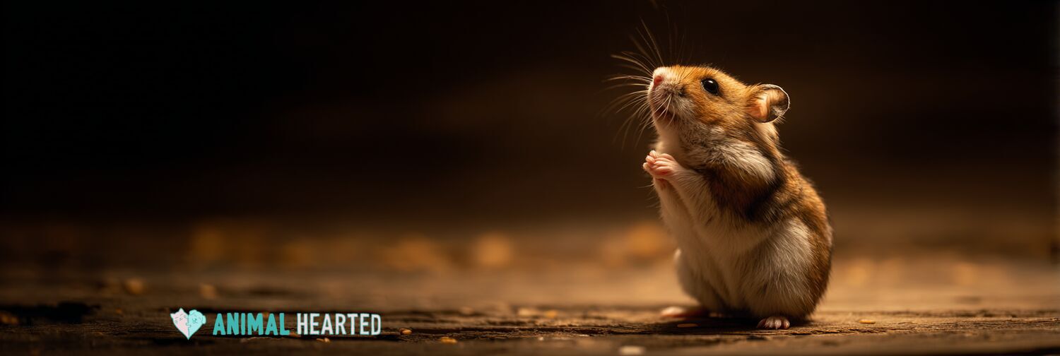 Syrian hamster reaching for a sunflower seed on barn wood