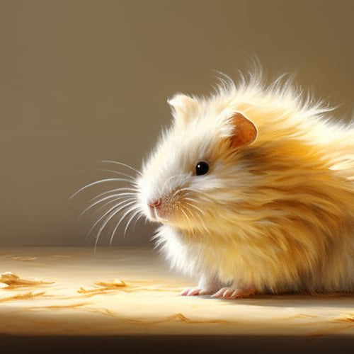 long-haired Syrian hamster on a table