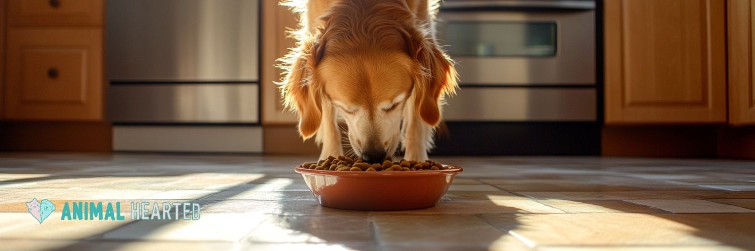 Dog eating natural food