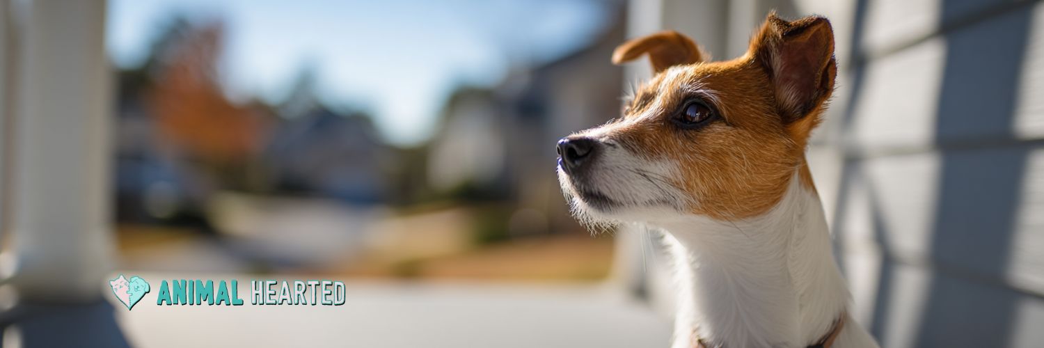 Alert Jack Russell Terrier watching attentively from porch