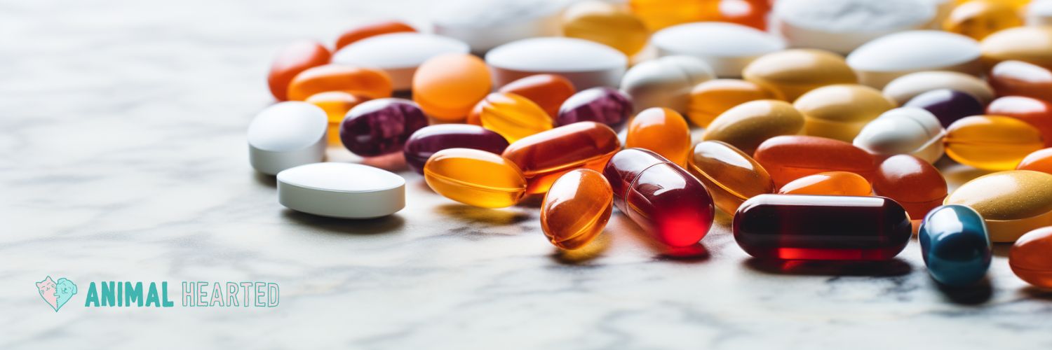 vitamin tablets on a white marble counter top