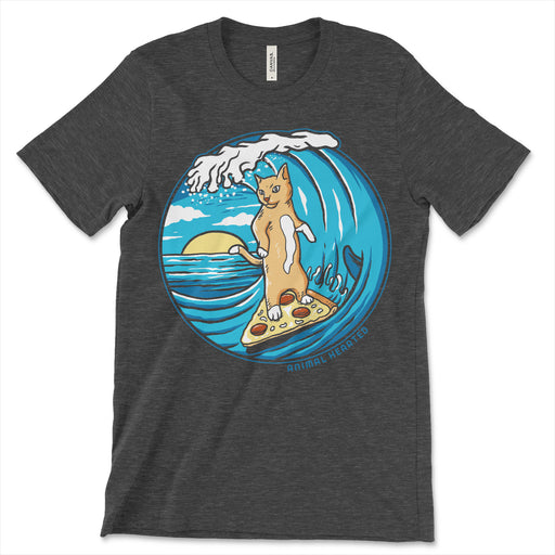 Cat Surfing On Pizza Tee Shirt