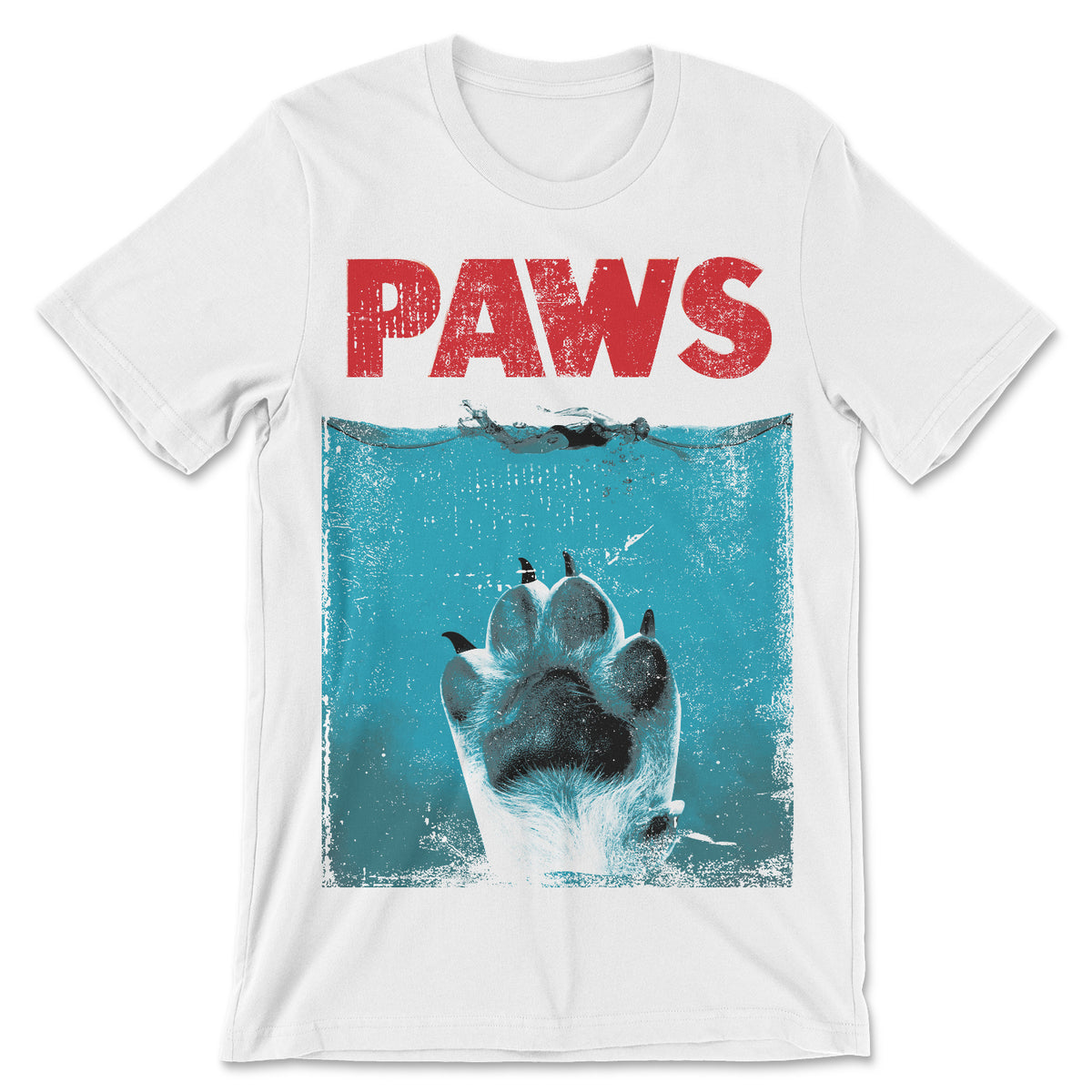 T-Shirt Jaws Paws Lo Squalo Gatto Cuccioli Topo Mouse - Divertente - Uomo-S-Bianca T-Shirt Jaws Paws Lo Squalo Gatto Cuccioli Topo Mouse - Divertente - Uomo-S-Bianca
