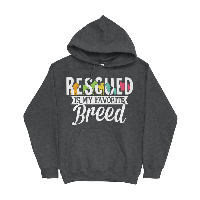 Rescued Is My Favorite Breed Hoodie Grey