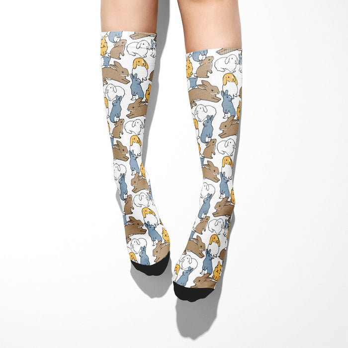 Bunny Pattern Calf Socks