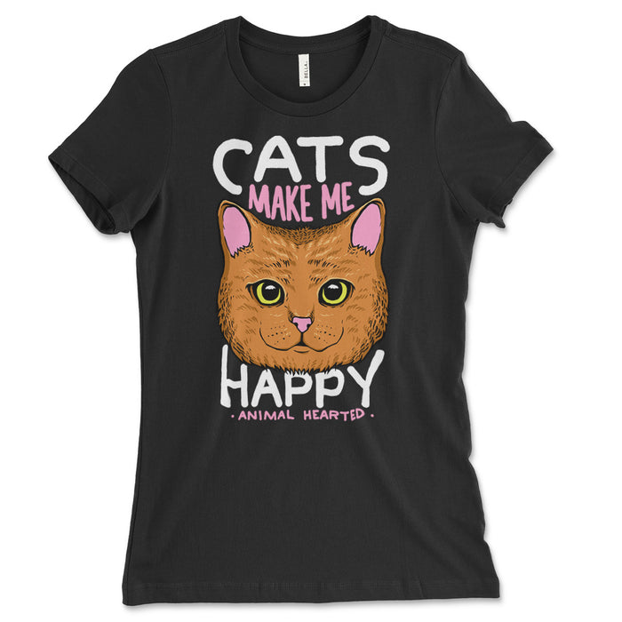 Cats Make Me Happy Women's T-Shirt | Animal Hearted Apparel