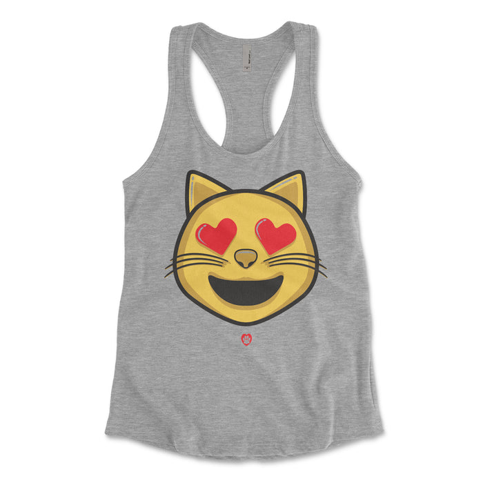 Womens Cat Heart Eyes Emoji Tank