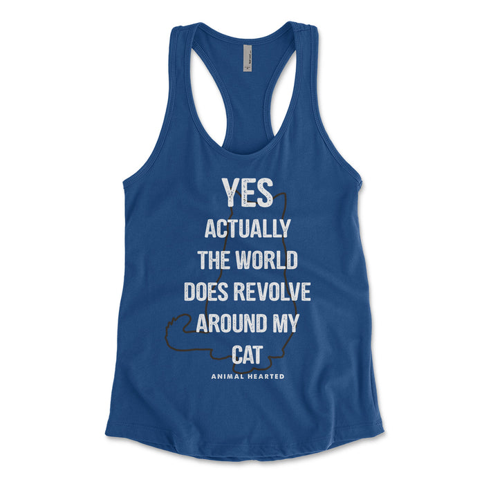 World Does Revolve Around My Cat Womens Tank Tops